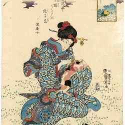 Женщина и микэнэко. Автор рисунка Утагава Куниёси
